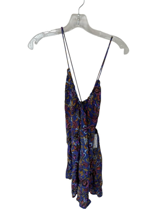 Free People Size M Purple & Multi Viscose Spaghetti Strap Racerback Dress Purple & Multi / M