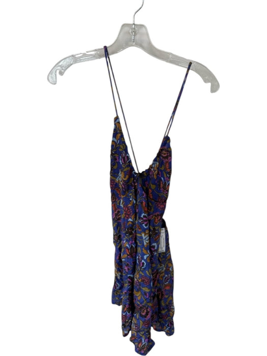 Free People Size M Purple & Multi Viscose Spaghetti Strap Racerback Dress Purple & Multi / M