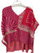 We The Free Size M Red & Pink Cotton Short Sleeve Embroidered Bandana Print Top Red & Pink / M