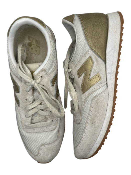 New Balance Shoe Size Est 7 Taupe & Gold Suede Blend Metallic Athletic Sneakers Taupe & Gold / Est 7