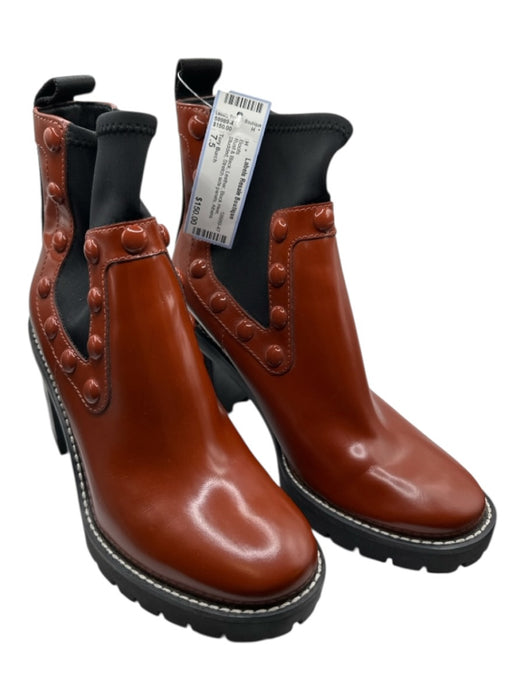 Tory Burch Shoe Size 7.5 Rust & Black Leather Block Heel Studded Boots Rust & Black / 7.5