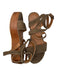 ABLE Shoe Size 7 Brown Suede Wood Base Platform Ankle Strap Sandals Brown / 7