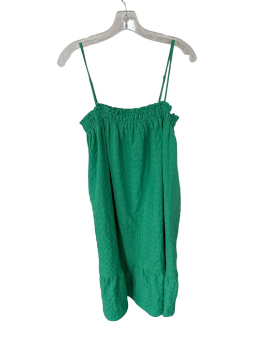 THML Size M Green Polyester Spaghetti Strap Textured Square Neck Maxi Dress Green / M