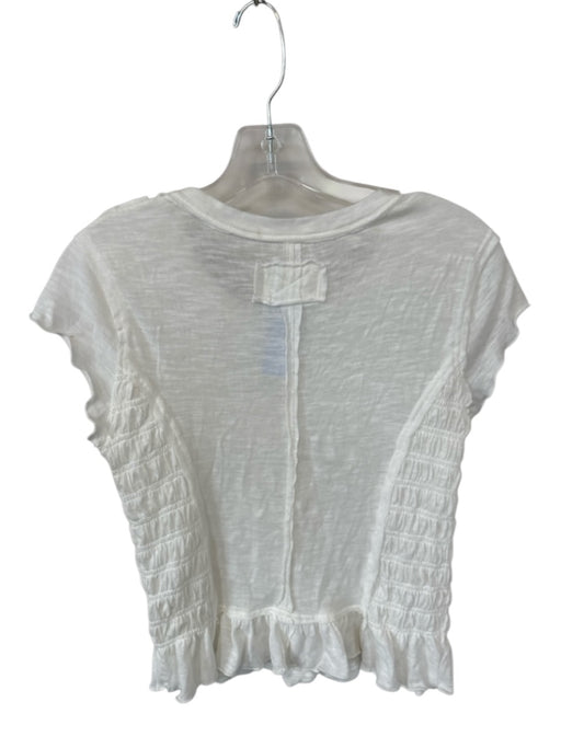 We The Free Size M White Cotton Cap Sleeve smocked Top White / M