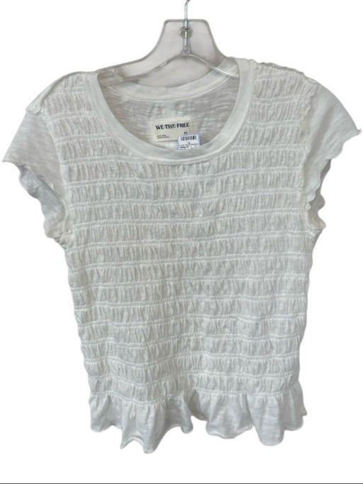 We The Free Size M White Cotton Cap Sleeve smocked Top White / M