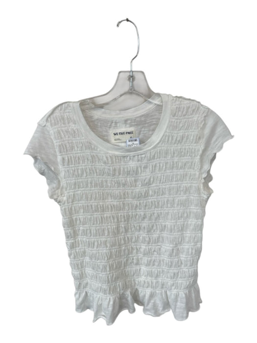 We The Free Size M White Cotton Cap Sleeve smocked Top White / M