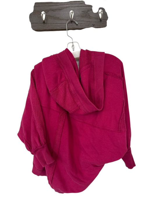We The Free Size S Berry Cotton Hood Long Sleeve Open Front Sweater Berry / S