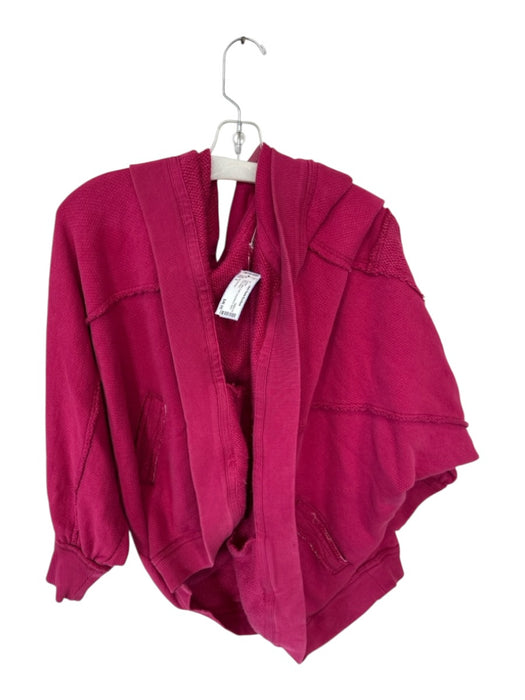 We The Free Size S Berry Cotton Hood Long Sleeve Open Front Sweater Berry / S