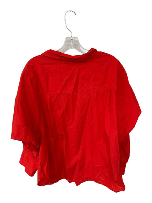 Free People Size S Tomato Red Cotton Long Balloon Sleeve Button Down Top Tomato Red / S