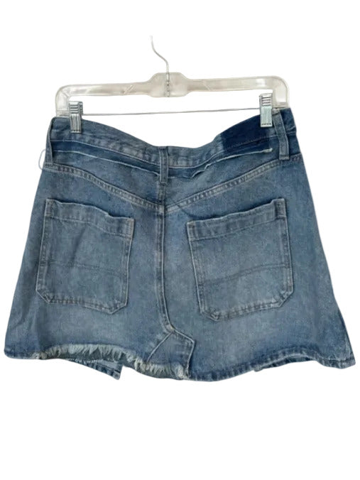 We The Free Size 29 Med Light Wash Cotton High Waist Cut Off Denim Skirt Med Light Wash / 29