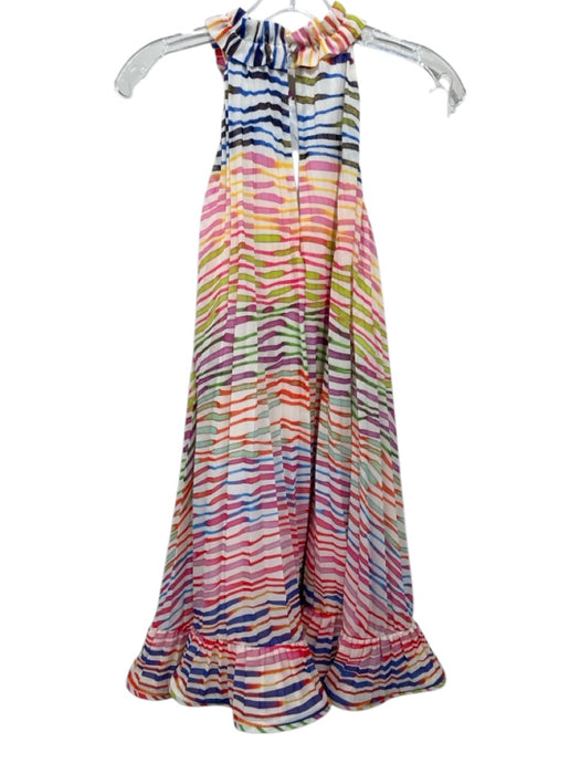 AMUR Size 2 Pink & Multi Polyester Sleeveless Accordion Pleat Mini Dress