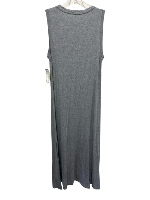 Lake Size XS Gray Bamboo Blend Sleeveless Heathered Side Slits Midi Dress Gray / XS
