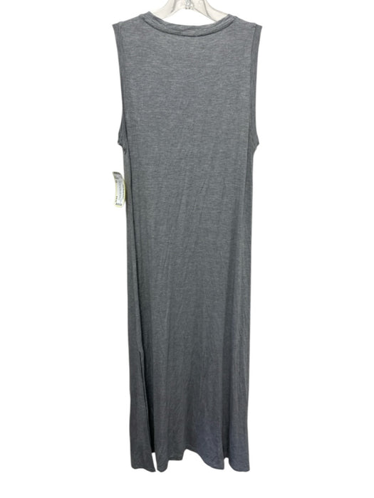 Lake Size XS Gray Bamboo Blend Sleeveless Heathered Side Slits Midi Dress Gray / XS