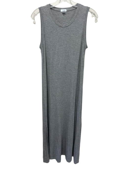 Lake Size XS Gray Bamboo Blend Sleeveless Heathered Side Slits Midi Dress Gray / XS