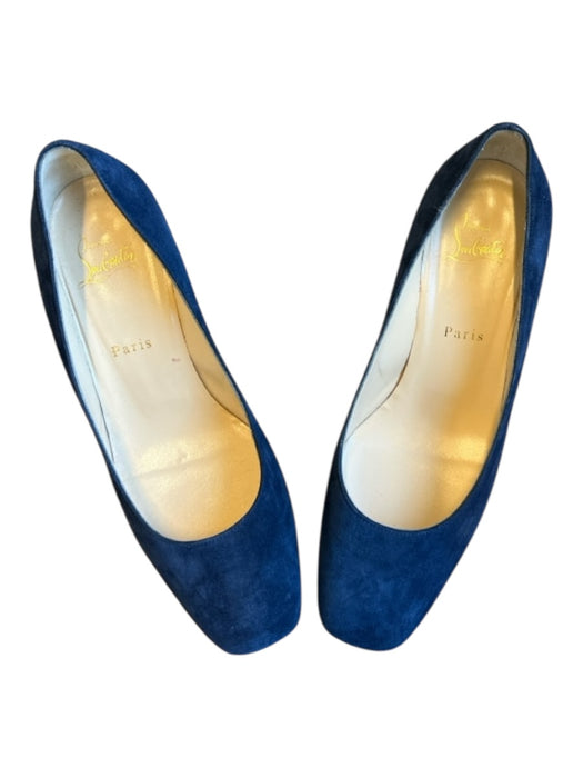 Christian Louboutin Shoe Size 38.5 Navy Suede Block Heel Square Toe Pumps Navy / 38.5