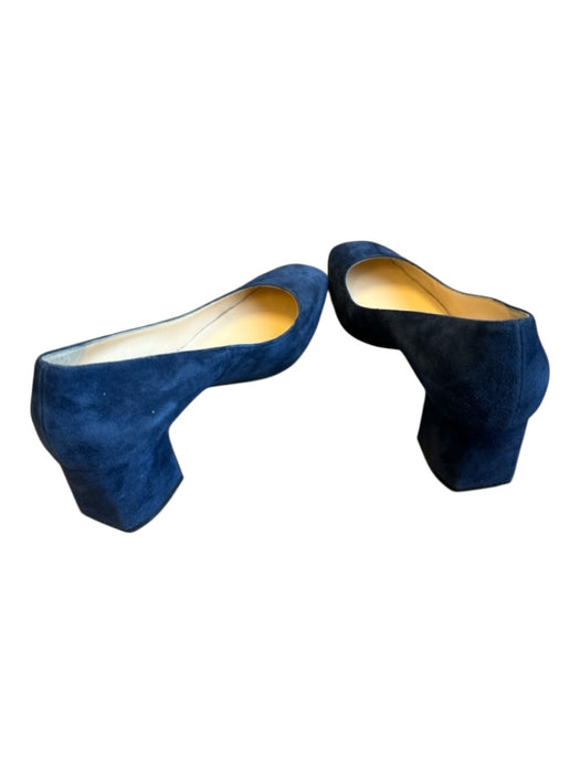 Christian Louboutin Shoe Size 38.5 Navy Suede Block Heel Square Toe Pumps Navy / 38.5