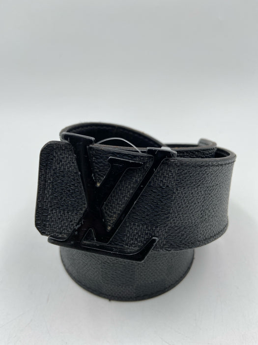 Louis Vuitton AS IS Black & Gray Leather Checkered Men's Belt