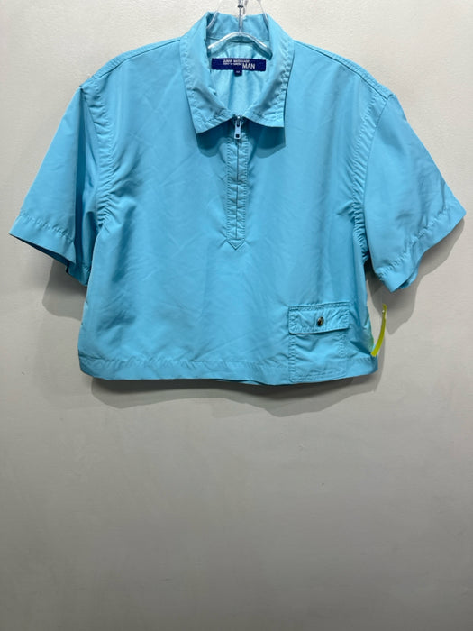 Comme des Garcons Size M turquoise blue Quarter Zip Pocket Cropped Shirt