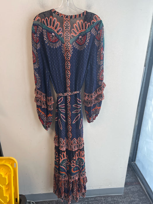 Farm Rio Size Medium Navy & Multi No Fabric Tag Abstract Print Pockets Dress