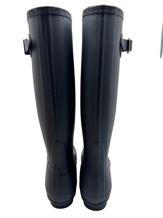 Hunter Shoe Size 7 Gray Rubber round toe Block Heel Below Knee Rainboots