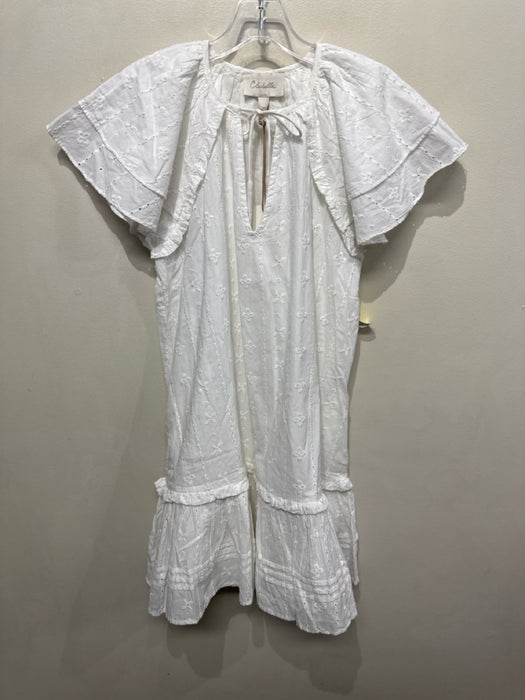 Cleobella Size XS White Cotton Ruffle Cap Sleeve Above Knee Tiered Eyelet Dress