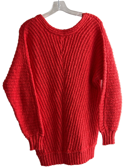 Free People Size XS Persimmon Cotton Blend V Neck Long Sleeve Knit Sweater