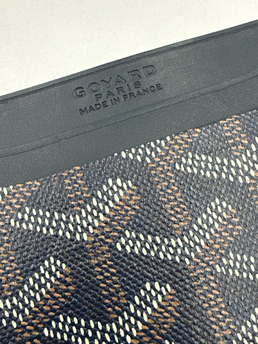 Goyard Blue, White, Brown Calfskin Coated Canvas Goyardine Monogram Wallets