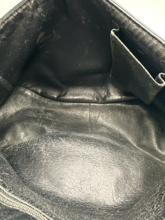 Chanel Black & Silver Caviar Leather Quilted Detail Chain Strap Shoulder Bag Bag