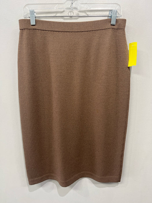 St John Collection Size 10 Tan Brown Wool Blend Elastic Waist Knit Pencil Skirt