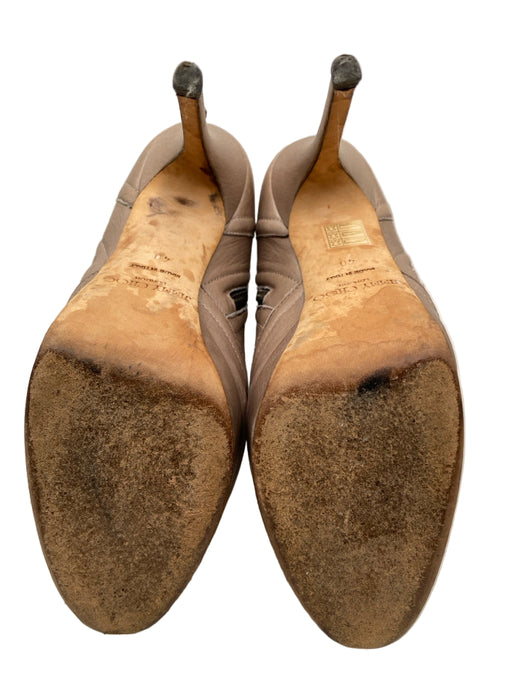 Jimmy Choo Shoe Size 40 Taupe Beige Leather Almond Toe Zip Detail Booties