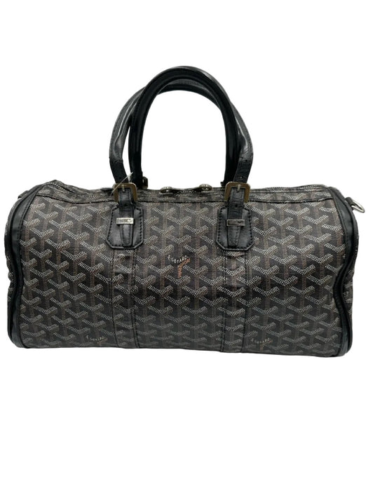 Goyard Black Print Coated Canvas Leather Monogram Top Handle Boston Bag Bag