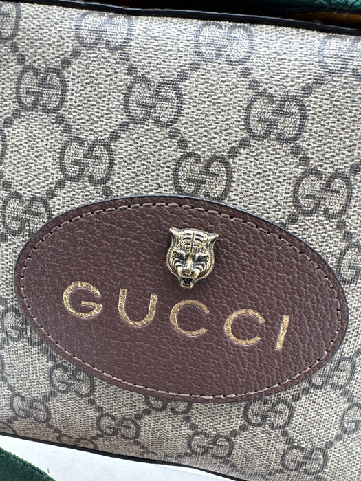 Gucci Brown, Yellow & Green Leather Coated Canvas Guccissima Crossbody Bag