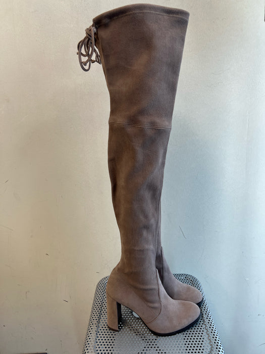 Stuart Weitzman Shoe Size 6 Gray Suede Almond Toe Pull On Over the Knee Boots