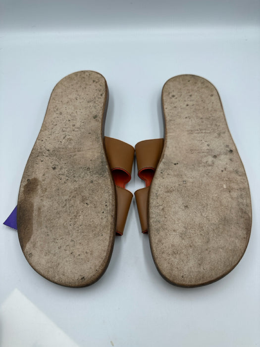 Hermes Shoe Size 42 Tan Leather Solid Sandal Men's Shoes