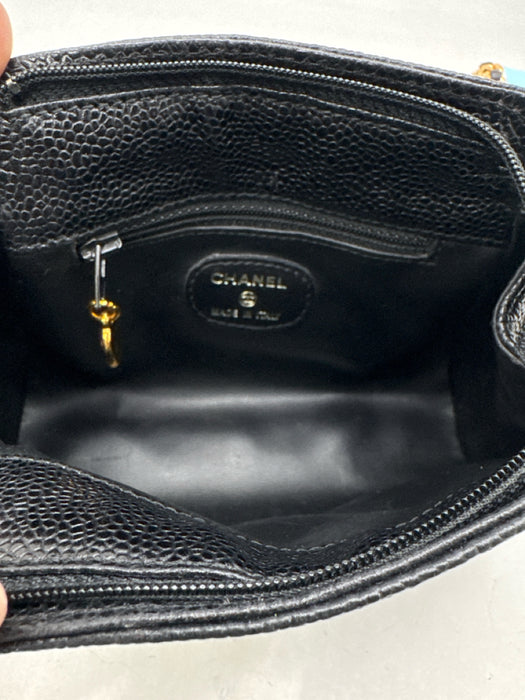 Chanel Black Leather Caviar Gold Chain Crossbody Dustbag Inc. Bag