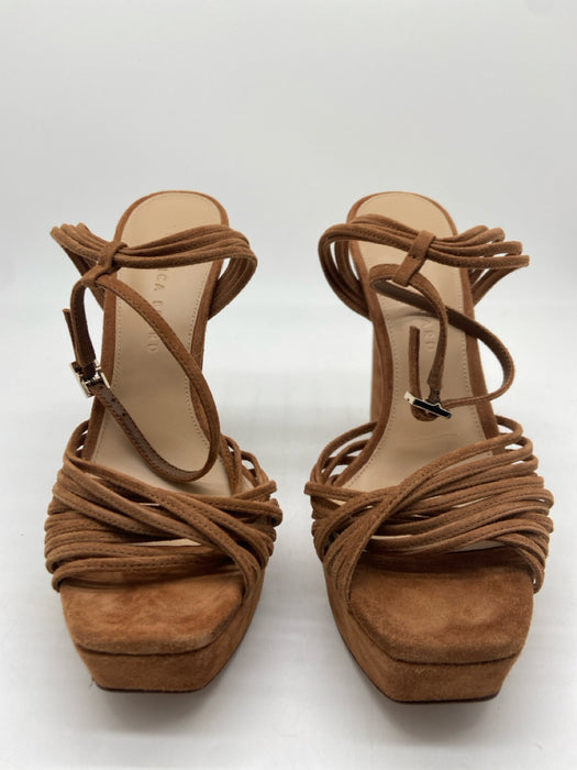 Veronica Beard Shoe Size 7 Brown Suede Square Toe Platform Block Heel Sandals