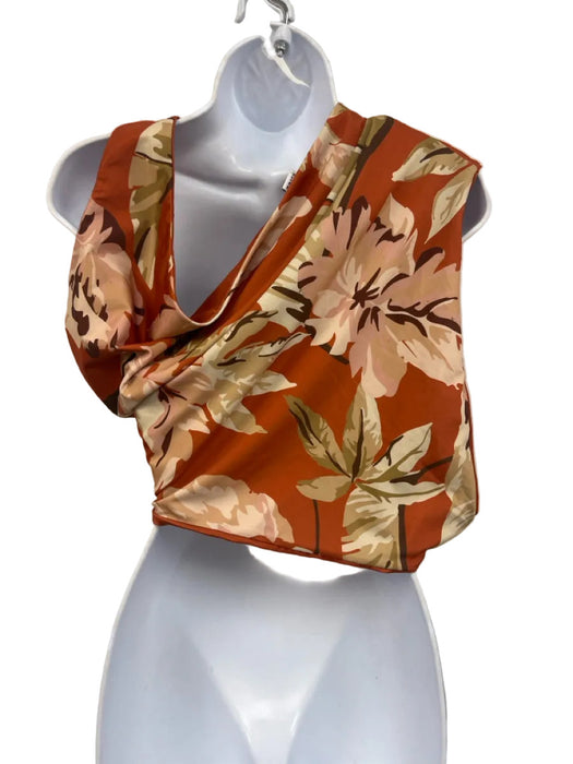 Baiia Size XL Orange, Green & Multi floral One Shoulder One Piece Swimsuit