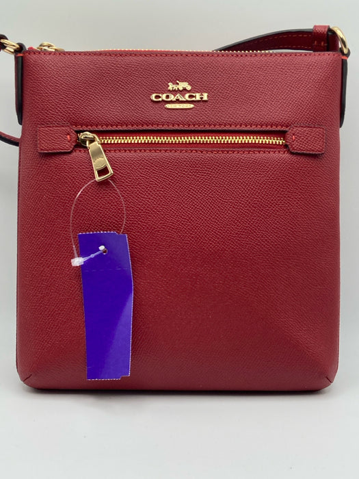 Coach Red Coated Leather Zip Close Crossbody Bag