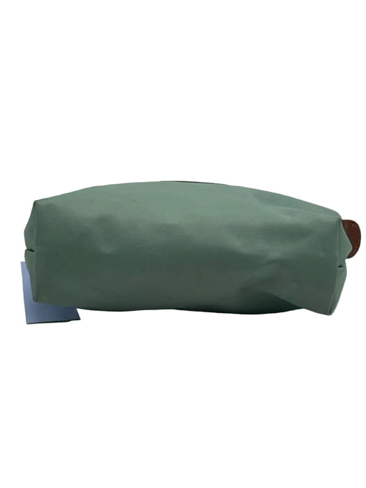 Longchamp Mint Green & Brown Polyamide Leather trim Zip Top Removable Strap Bag