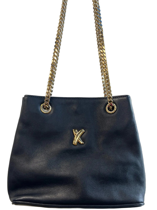Paloma Picasso Black Leather Chain Strap Gold Tone Hardware Bag