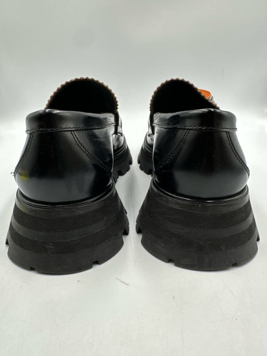 Alexander McQueen Shoe Size 37 Black Leather Upper Round Toe Lug Sole Loafers