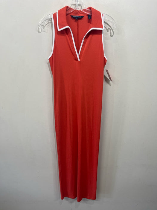 Veronica Beard Size S Orange & White Prima Cotton Blend Sleeveless Ribbed Dress