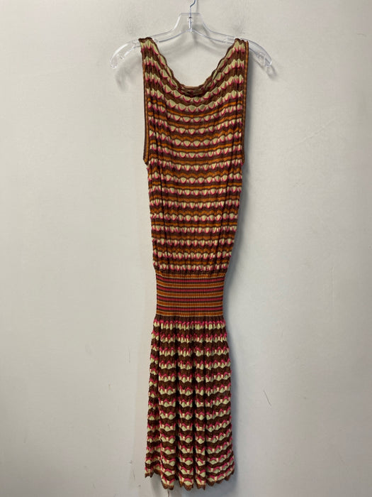 M by Missoni Size 10 Brown, Cream & Orange Viscose Blend Sleeveless Lined Dress