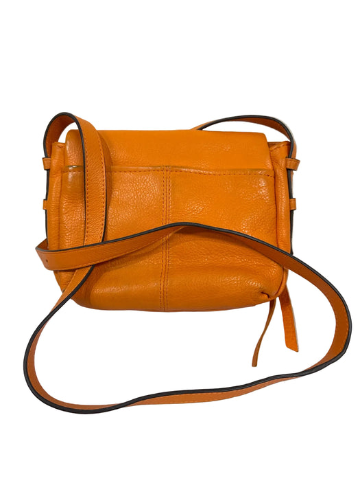 Aimee Kestenberg Orange Leather Flap Magnetic Close Crossbody Bag