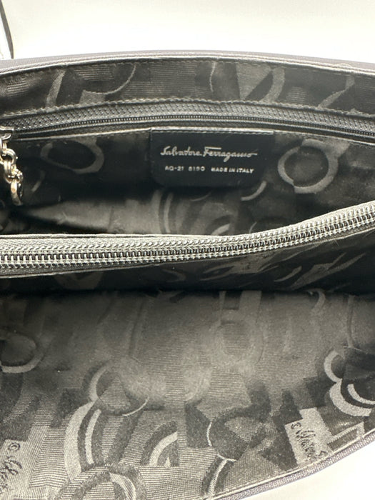 Ferragamo Black Nylon Buckle SHW Shoulder Bag Bag