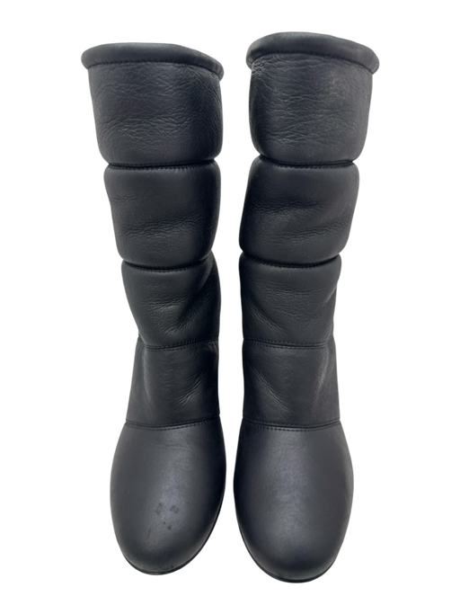 Gianvito Rossi Shoe Size 39 Black Leather Shearling Lined Quilted Calf Boots Black / 39
