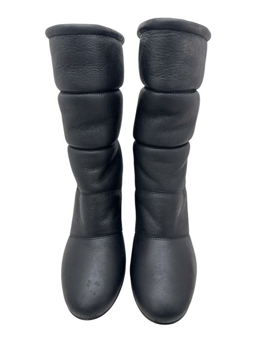 Gianvito Rossi Shoe Size 39 Black Leather Shearling Lined Quilted Calf Boots Black / 39