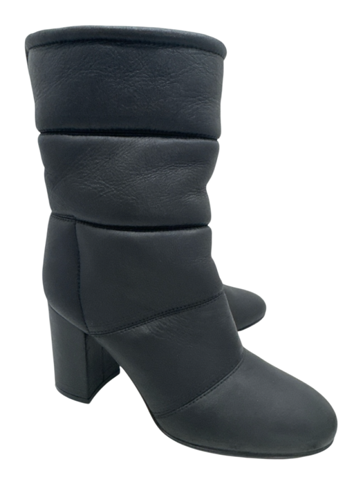 Gianvito Rossi Shoe Size 39 Black Leather Shearling Lined Quilted Calf Boots Black / 39
