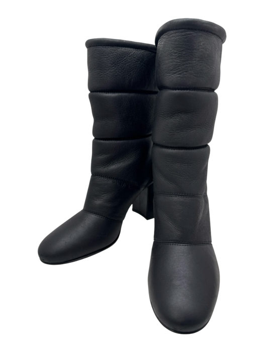 Gianvito Rossi Shoe Size 39 Black Leather Shearling Lined Quilted Calf Boots Black / 39