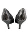 Prada Shoe Size 38 Silver & Black Leather Sequin Floral Peep Toe Low Heel Pumps Silver & Black / 38